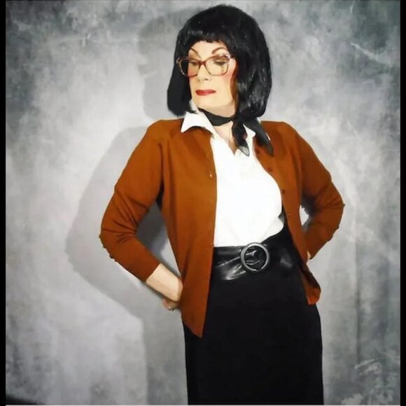 50s Vintage Style Brown Wool Cardigan Rockabilly Sweater - 70s - Picture 3 of 14